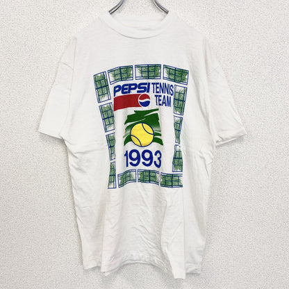 古着 used　Hanes　ヘインズ　半袖プリントTシャツ　ペプシコーラ　シングルステッチ　90s　クルーネック　白　Lサイズ