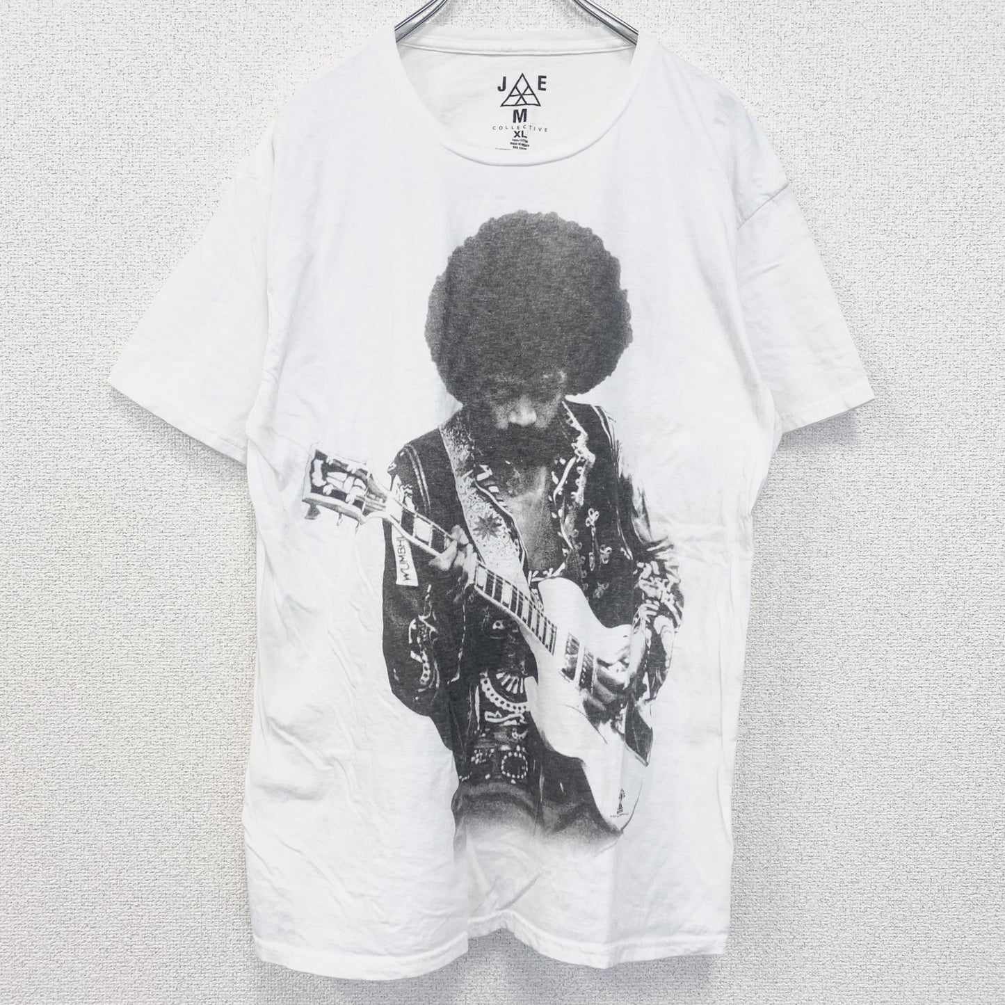古着 used　半袖音楽プリントTシャツ　バンド　ジミヘン　ジミーヘンドリクス　白　ホワイト　クルーネック　レトロ　Lサイズ