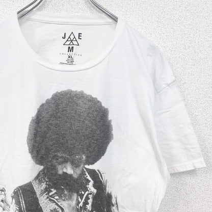 古着 used　半袖音楽プリントTシャツ　バンド　ジミヘン　ジミーヘンドリクス　白　ホワイト　クルーネック　レトロ　Lサイズ