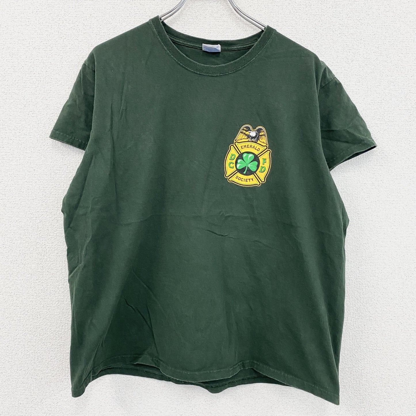 GILDAN　ギルダン　半袖プリントTシャツ　両面プリント　英字プリント　緑　グリーン　XLサイズ
