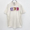 古着 used　FRUIT OF THE LOOM　半袖プリントTシャツ　シングルステッチ　90s　クルーネック　ベージュ　Lサイズ