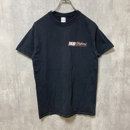 GILDAN　ギルダン　半袖プリントTシャツ　企業ロゴ　レーシングカー　両面プリント　クルーネック　黒　ブラック　Sサイズ