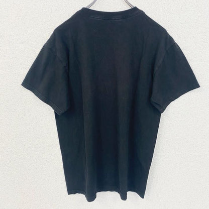 半袖プリントTシャツ　UNMASK　アメコミ風　デカロゴ　クルーネック　黒　ブラック