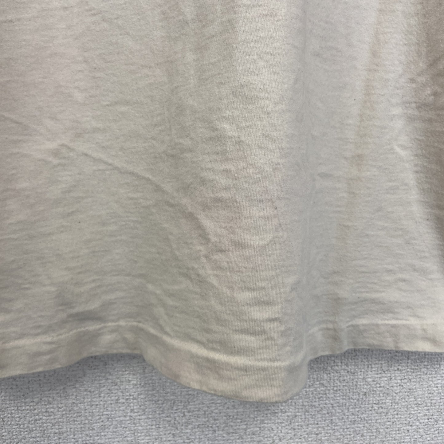 古着 used　FRUIT OF THE LOOM　半袖プリントTシャツ　シングルステッチ　90s　クルーネック　ベージュ　Lサイズ