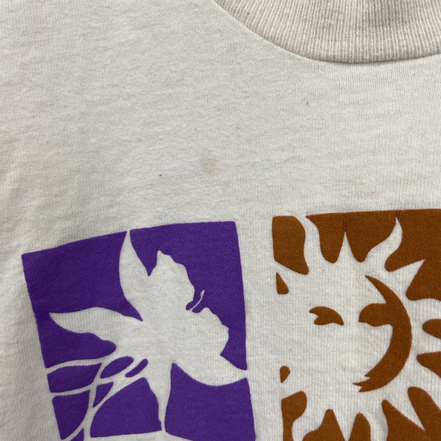 古着 used　FRUIT OF THE LOOM　半袖プリントTシャツ　シングルステッチ　90s　クルーネック　ベージュ　Lサイズ