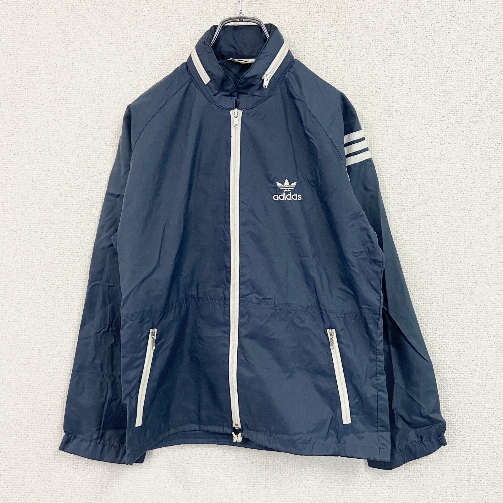 adidas　アディダス　ウインドブレーカー　紺　ネイビー　Sサイズ
