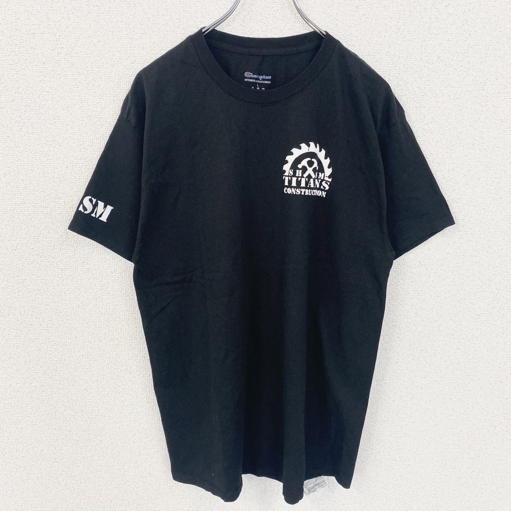 古着 used　Champion　チャンピオン　半袖ワンポイントプリントTシャツ　SHSM TITANS　黒　春夏服　Lサイズ