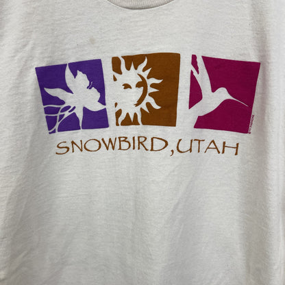 古着 used　FRUIT OF THE LOOM　半袖プリントTシャツ　シングルステッチ　90s　クルーネック　ベージュ　Lサイズ