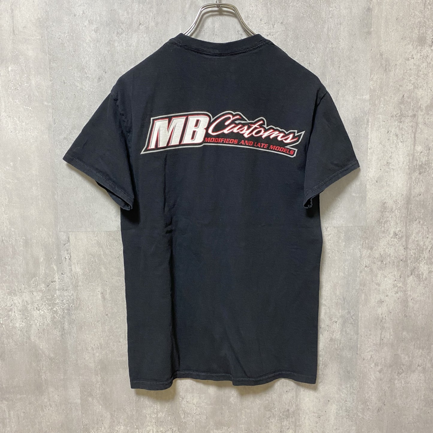 GILDAN　ギルダン　半袖プリントTシャツ　企業ロゴ　レーシングカー　両面プリント　クルーネック　黒　ブラック　Sサイズ
