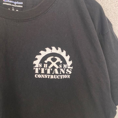 古着 used　Champion　チャンピオン　半袖ワンポイントプリントTシャツ　SHSM TITANS　黒　春夏服　Lサイズ