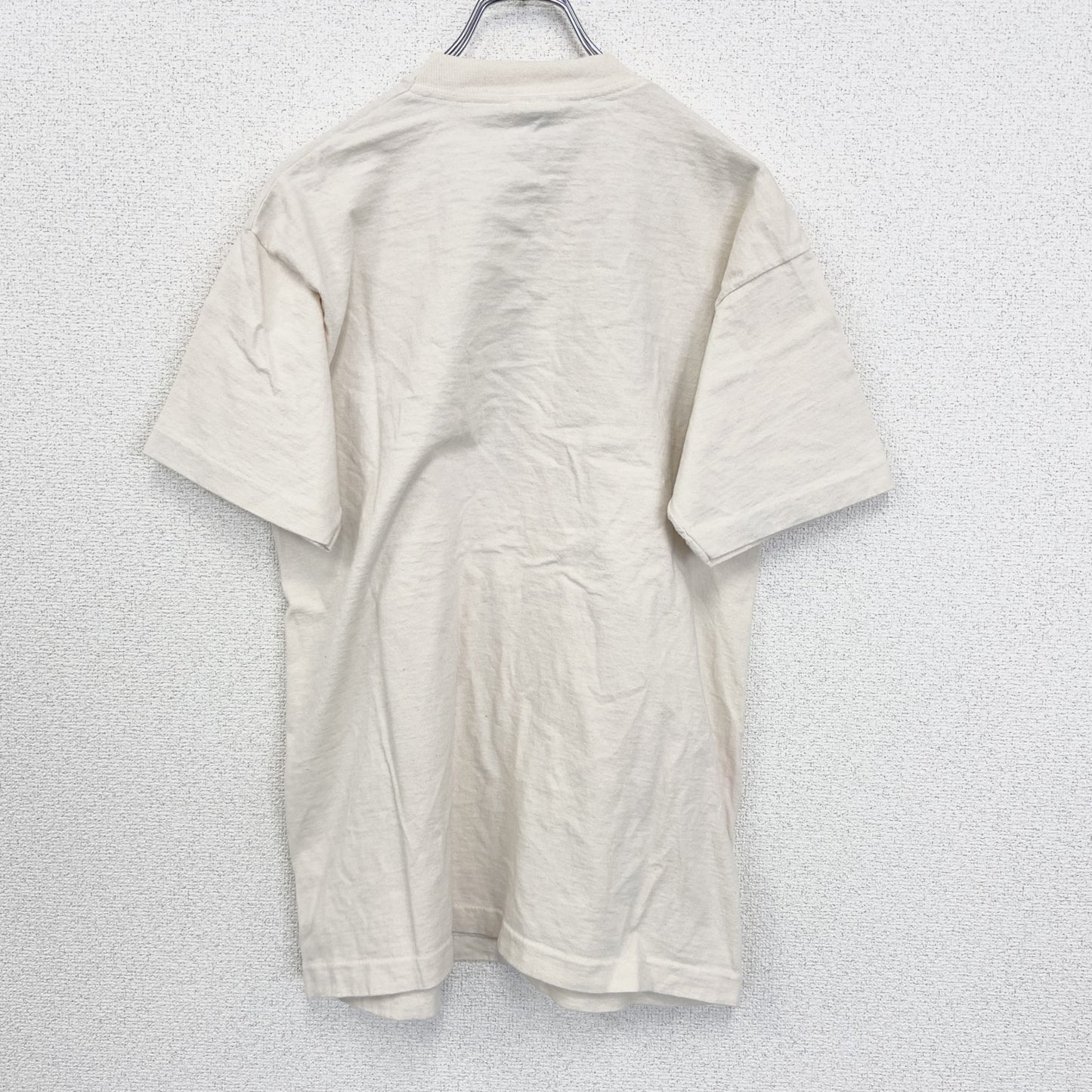 古着 used　FRUIT OF THE LOOM　半袖プリントTシャツ　シングルステッチ　90s　クルーネック　ベージュ　Lサイズ