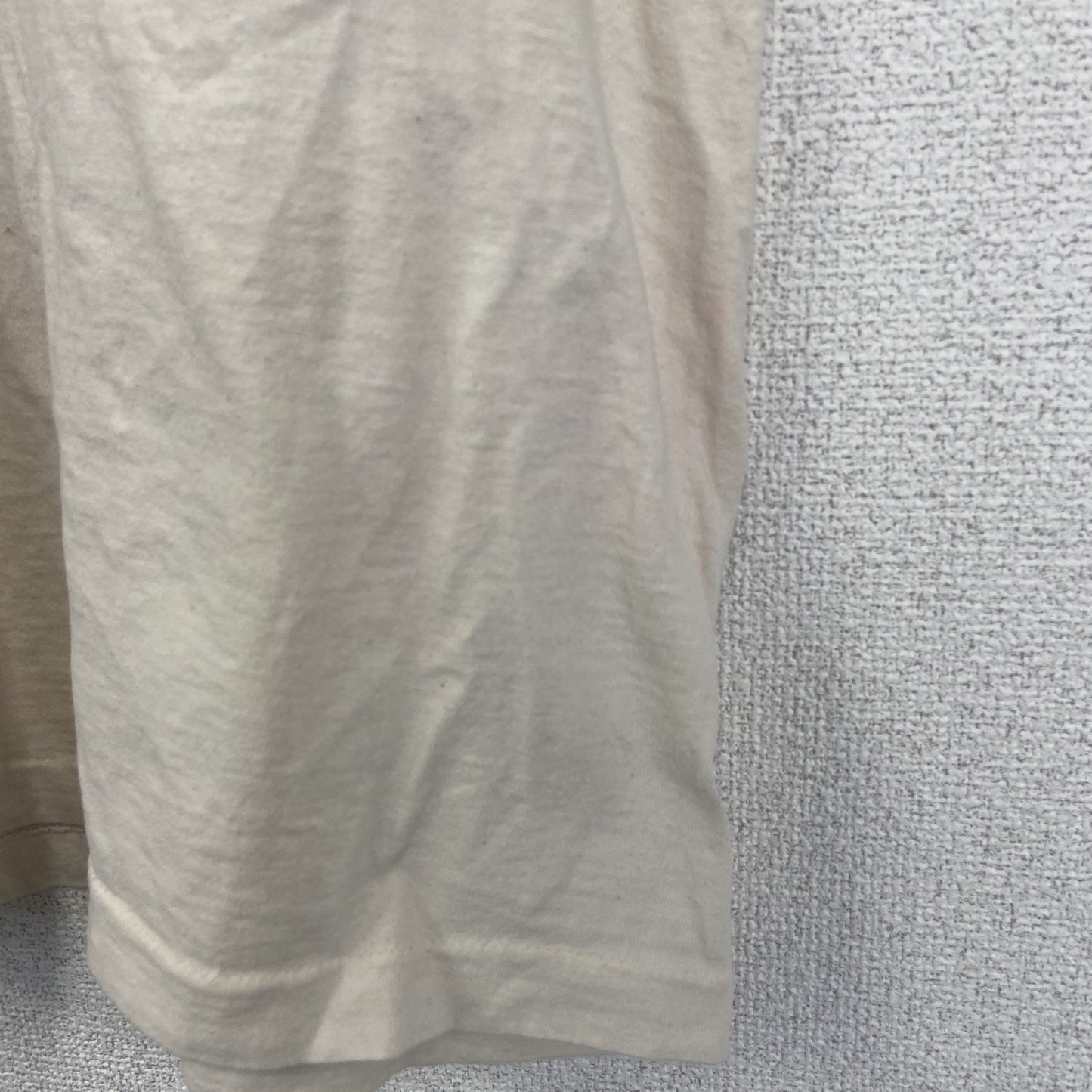 古着 used　FRUIT OF THE LOOM　半袖プリントTシャツ　シングルステッチ　90s　クルーネック　ベージュ　Lサイズ