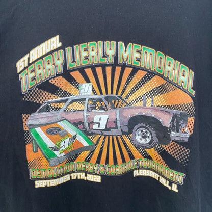 古着 used　NEXTLEVEL　半袖カーデザインクルーネックTシャツ　バックプリント　車　黒　ブラック　春夏服　XLサイズ