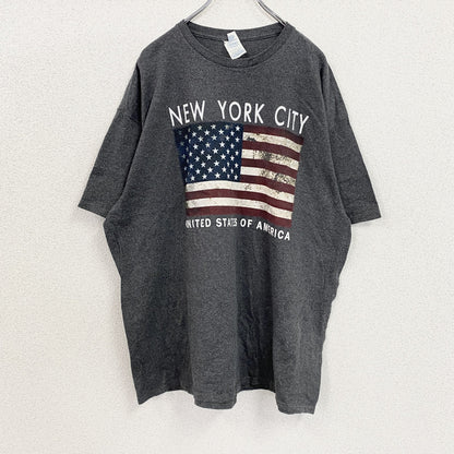 DELTA　デルタ　半袖プリントTシャツ　NEW YORK CITY　星条旗　灰色　ダークグレー　2XLサイズ