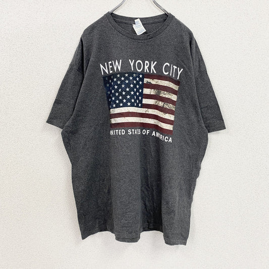 DELTA　デルタ　半袖プリントTシャツ　NEW YORK CITY　星条旗　灰色　ダークグレー　2XLサイズ