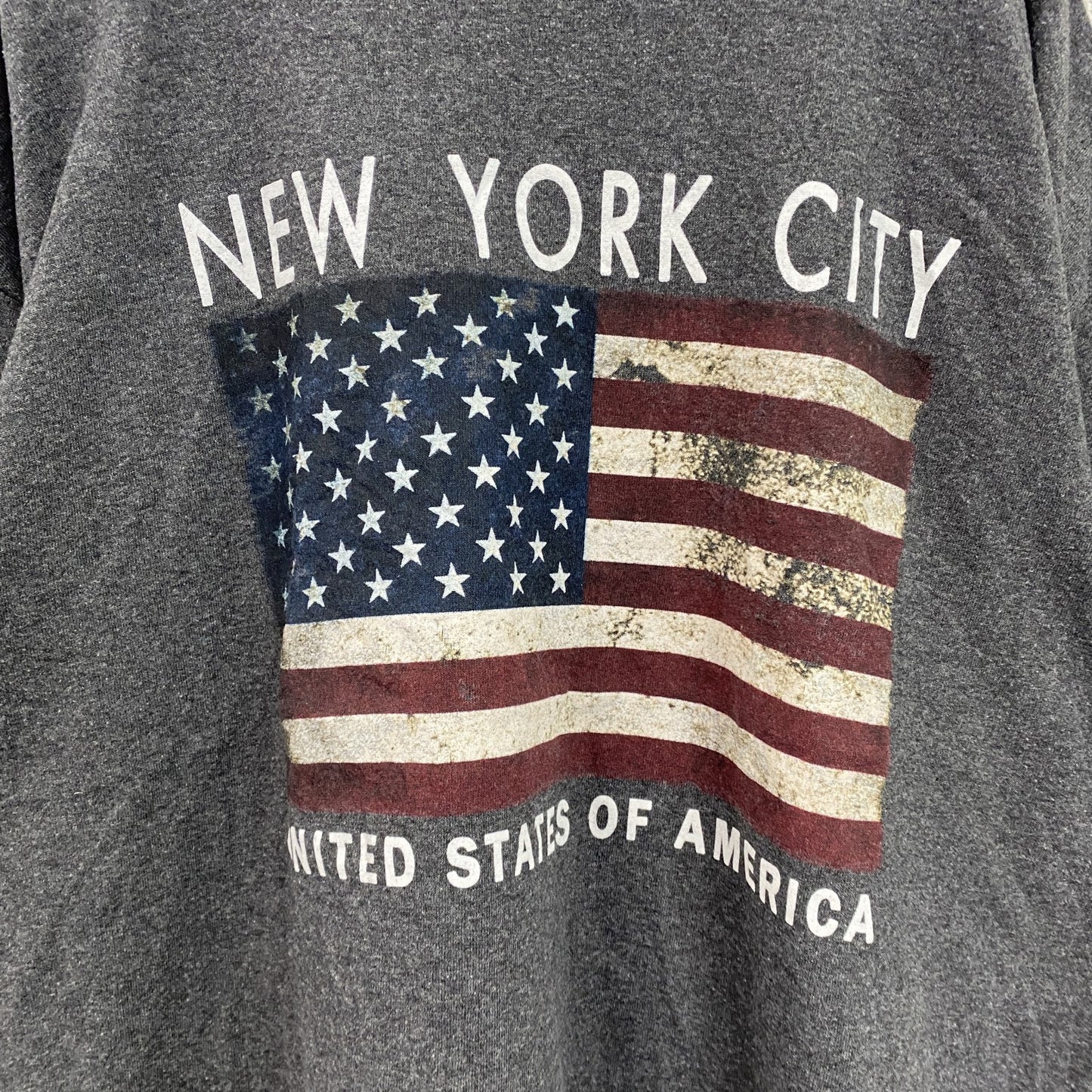 DELTA　デルタ　半袖プリントTシャツ　NEW YORK CITY　星条旗　灰色　ダークグレー　2XLサイズ