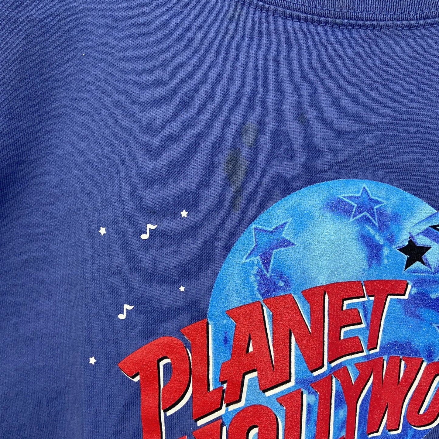 古着 used　PLANET HOLLYWOOD　半袖プリントTシャツ　NASHVILLE　カジュアル　クルーネック　青　Sサイズ