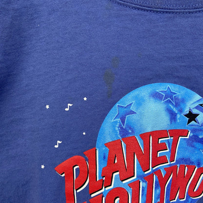 古着 used　PLANET HOLLYWOOD　半袖プリントTシャツ　NASHVILLE　カジュアル　クルーネック　青　Sサイズ