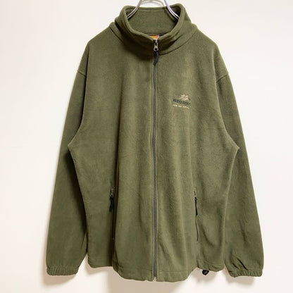古着 used　TIPSY　長袖ジップアップフリースジャケット　ハイネックブルゾン　ワンポイント刺繡　緑　グリーン　Lサイズ