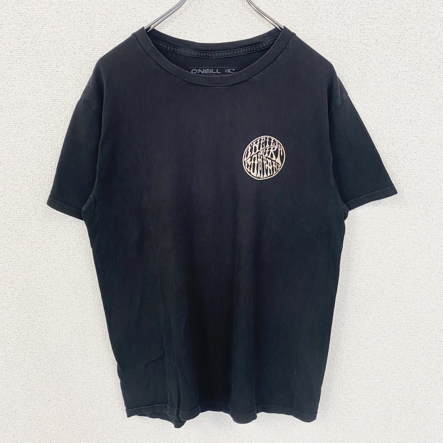 古着 used　O’NEILL　半袖クルーネックデザインTシャツ　バックプリント　黒　ブラック　春夏服　Mサイズ