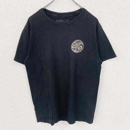 古着 used　O’NEILL　半袖クルーネックデザインTシャツ　バックプリント　黒　ブラック　春夏服　Mサイズ