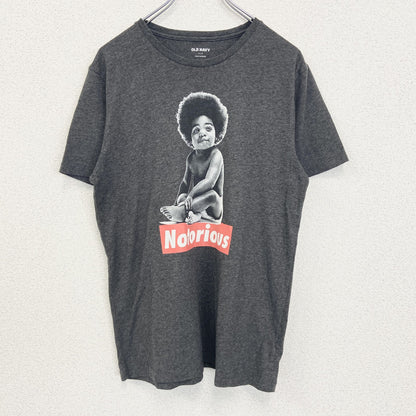 古着 used　OLD NAVY　半袖プリントTシャツ　赤ちゃん　カジュアルデザイン　クルーネック　グレー　レトロ　Sサイズ