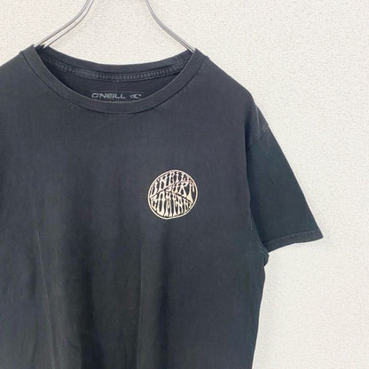 古着 used　O’NEILL　半袖クルーネックデザインTシャツ　バックプリント　黒　ブラック　春夏服　Mサイズ