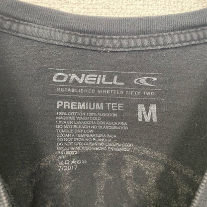 古着 used　O’NEILL　半袖クルーネックデザインTシャツ　バックプリント　黒　ブラック　春夏服　Mサイズ