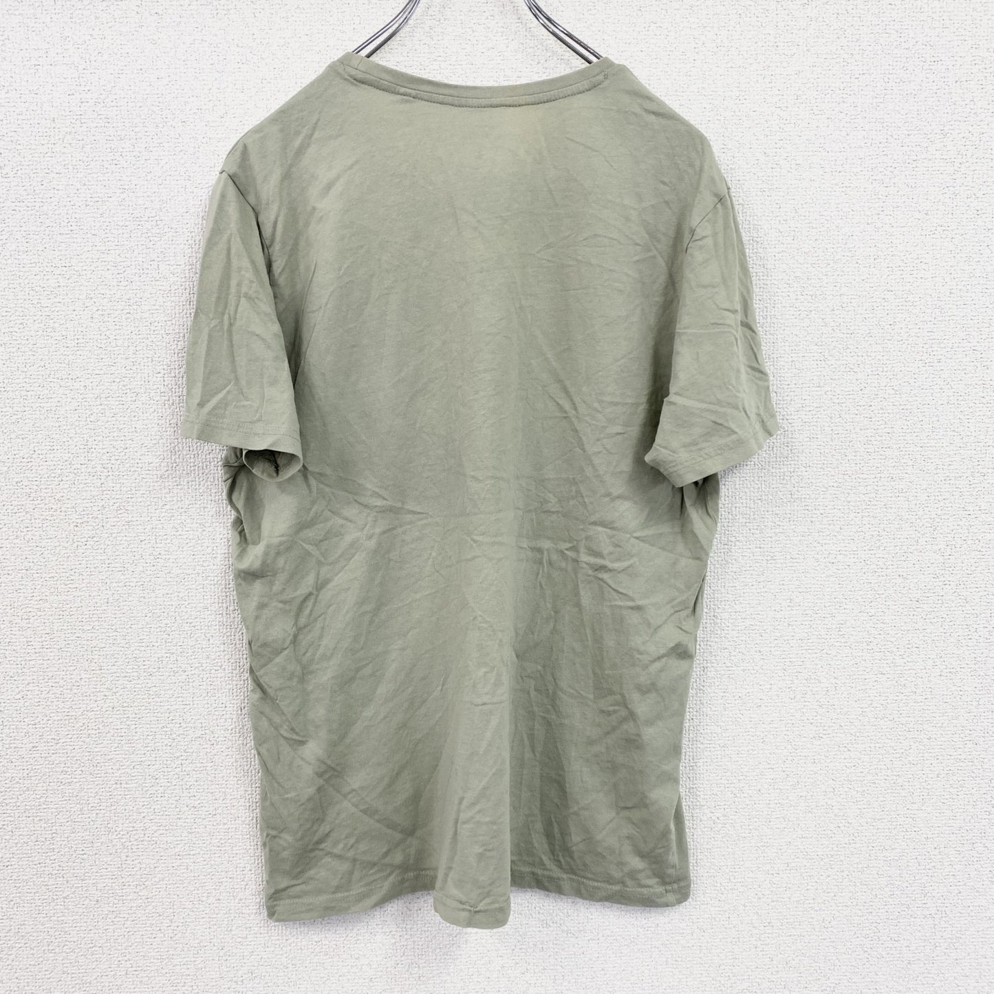 REGULAR FIT　半袖プリントTシャツ　スカル　骸骨　NEW YORK　英字プリント　カーキ　Lサイズ