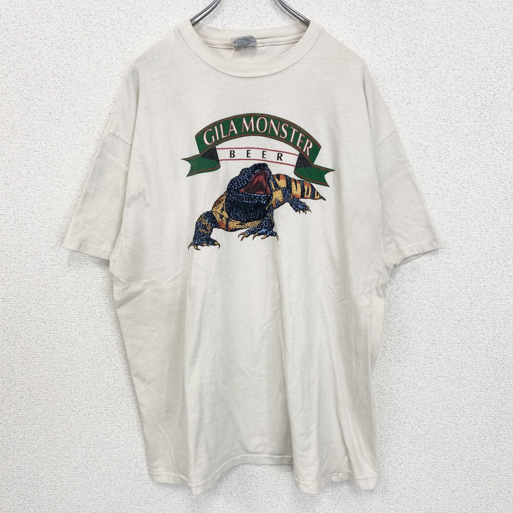 古着 used　Hanes　ヘインズ　半袖プリントTシャツ　カジュアル　シングルステッチ　90s　クルーネック　ベージュ　Lサイズ