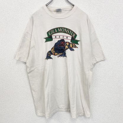 古着 used　Hanes　ヘインズ　半袖プリントTシャツ　カジュアル　シングルステッチ　90s　クルーネック　ベージュ　Lサイズ