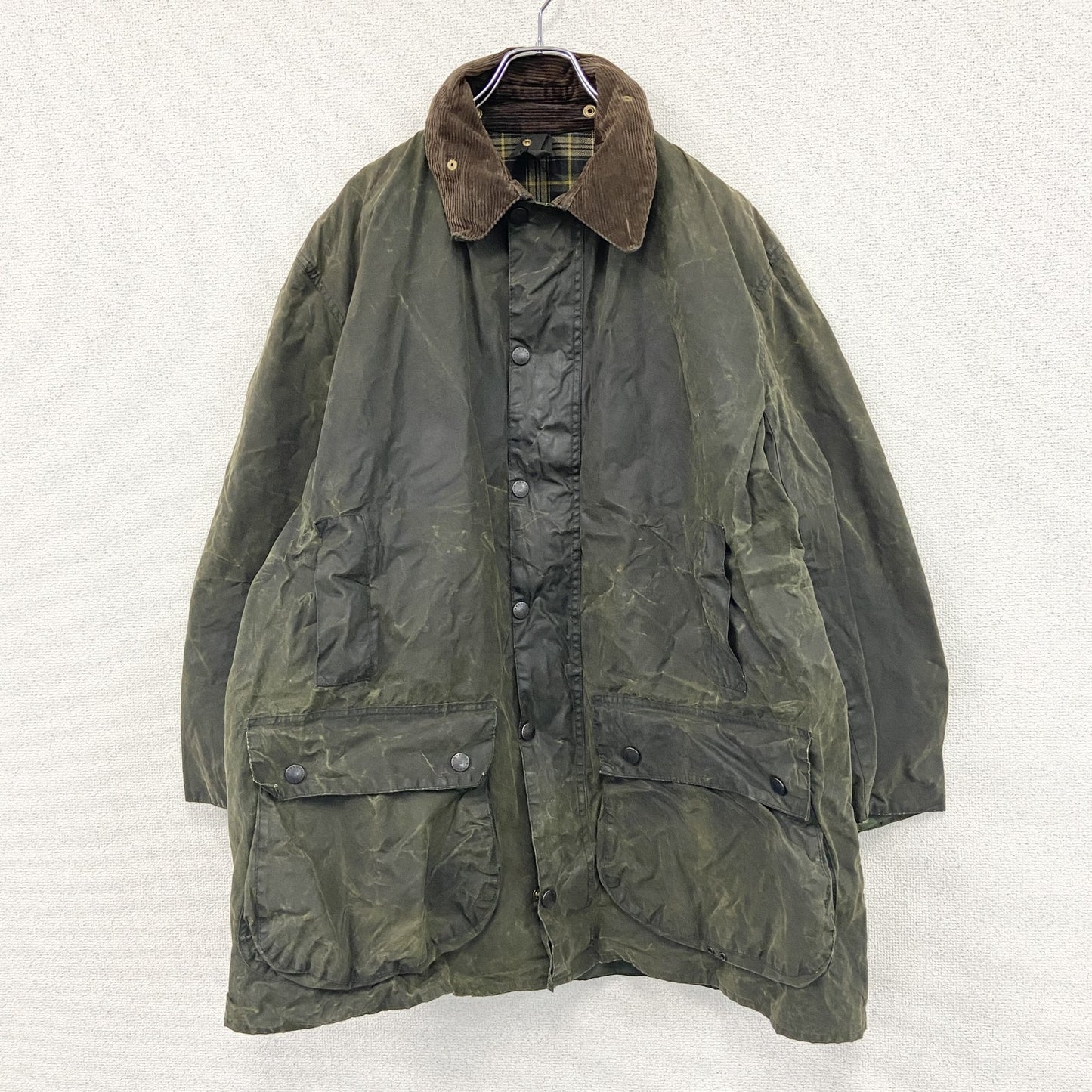 ～90s　Barbour　バブアー　BORDER　ボーダー　オイルドジャケット　ヴィンテージ　カーキ　C46サイズ