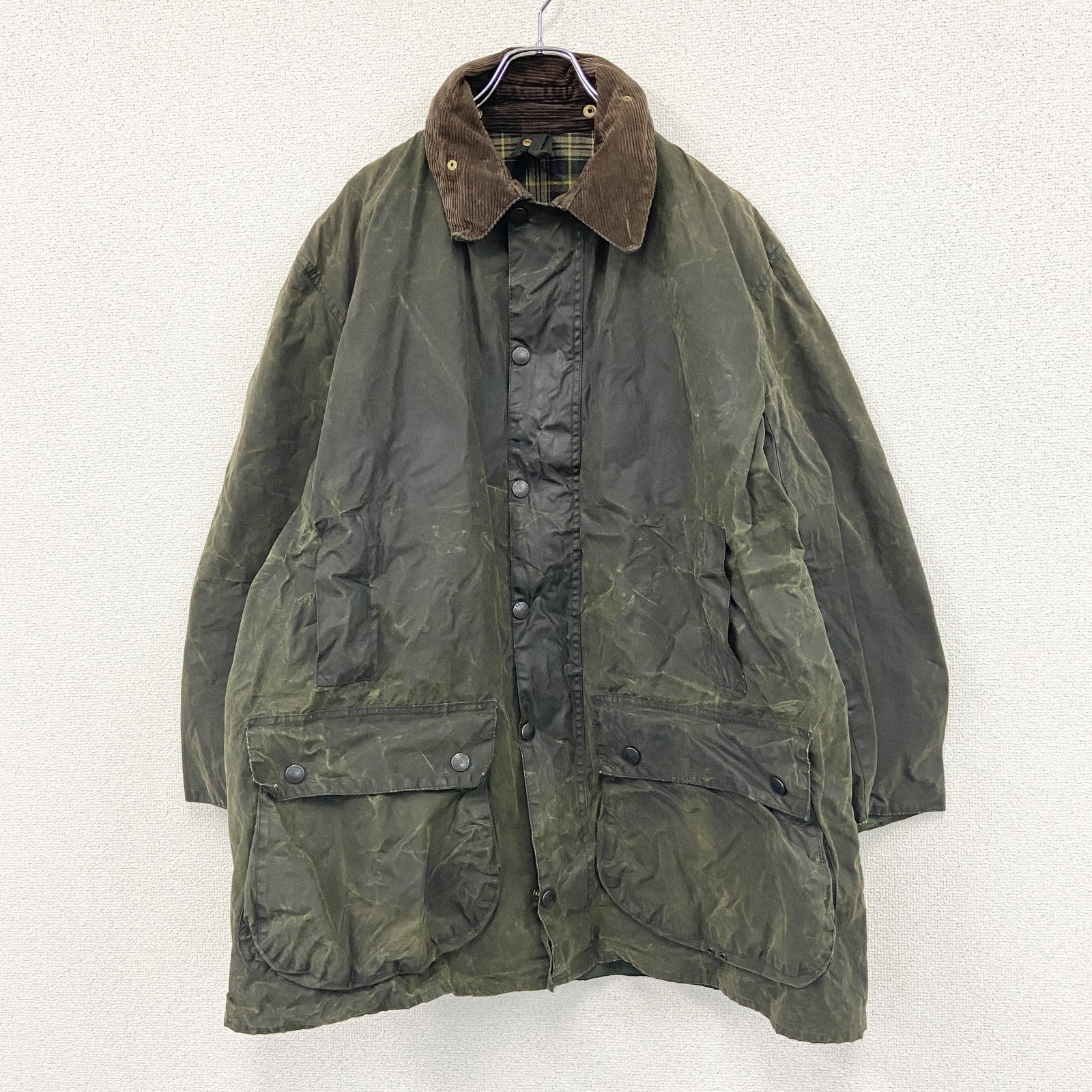 ～90s　Barbour　バブアー　BORDER　ボーダー　オイルドジャケット　ヴィンテージ　カーキ　C46サイズ