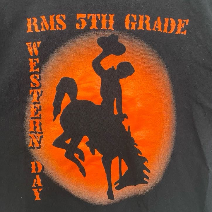 古着 used　半袖クルーネックプリントデザインTシャツ　カウボーイ　馬　WESTERN DAY　黒　ブラック　春夏服