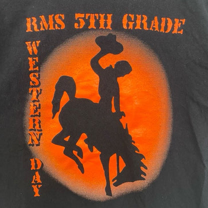 古着 used　半袖クルーネックプリントデザインTシャツ　カウボーイ　馬　WESTERN DAY　黒　ブラック　春夏服