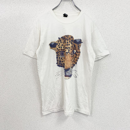 The MARINE　BRAND　半袖プリントアニマルTシャツ　イラスト　豹　白　ホワイト　Lサイズ