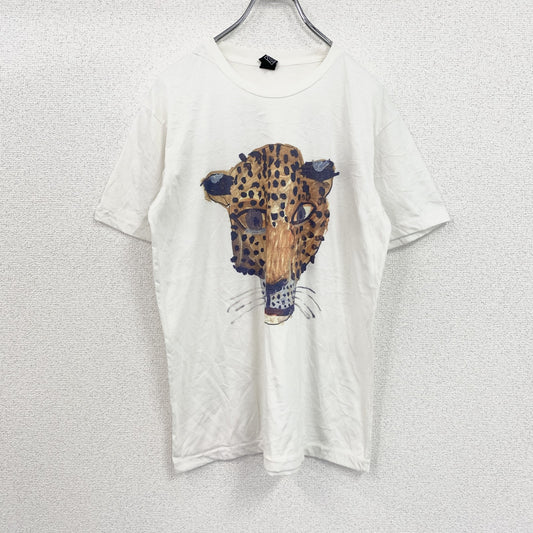 The MARINE　BRAND　半袖プリントアニマルTシャツ　イラスト　豹　白　ホワイト　Lサイズ