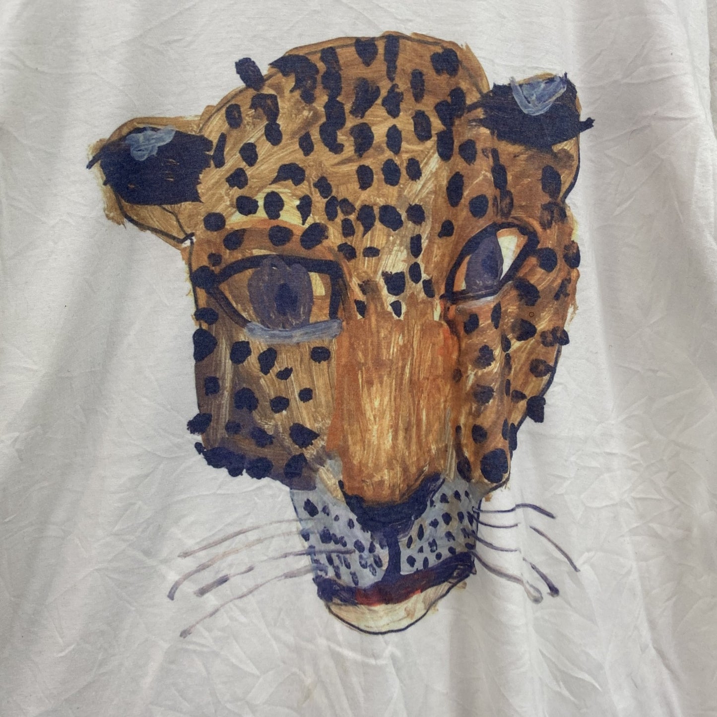 The MARINE　BRAND　半袖プリントアニマルTシャツ　イラスト　豹　白　ホワイト　Lサイズ