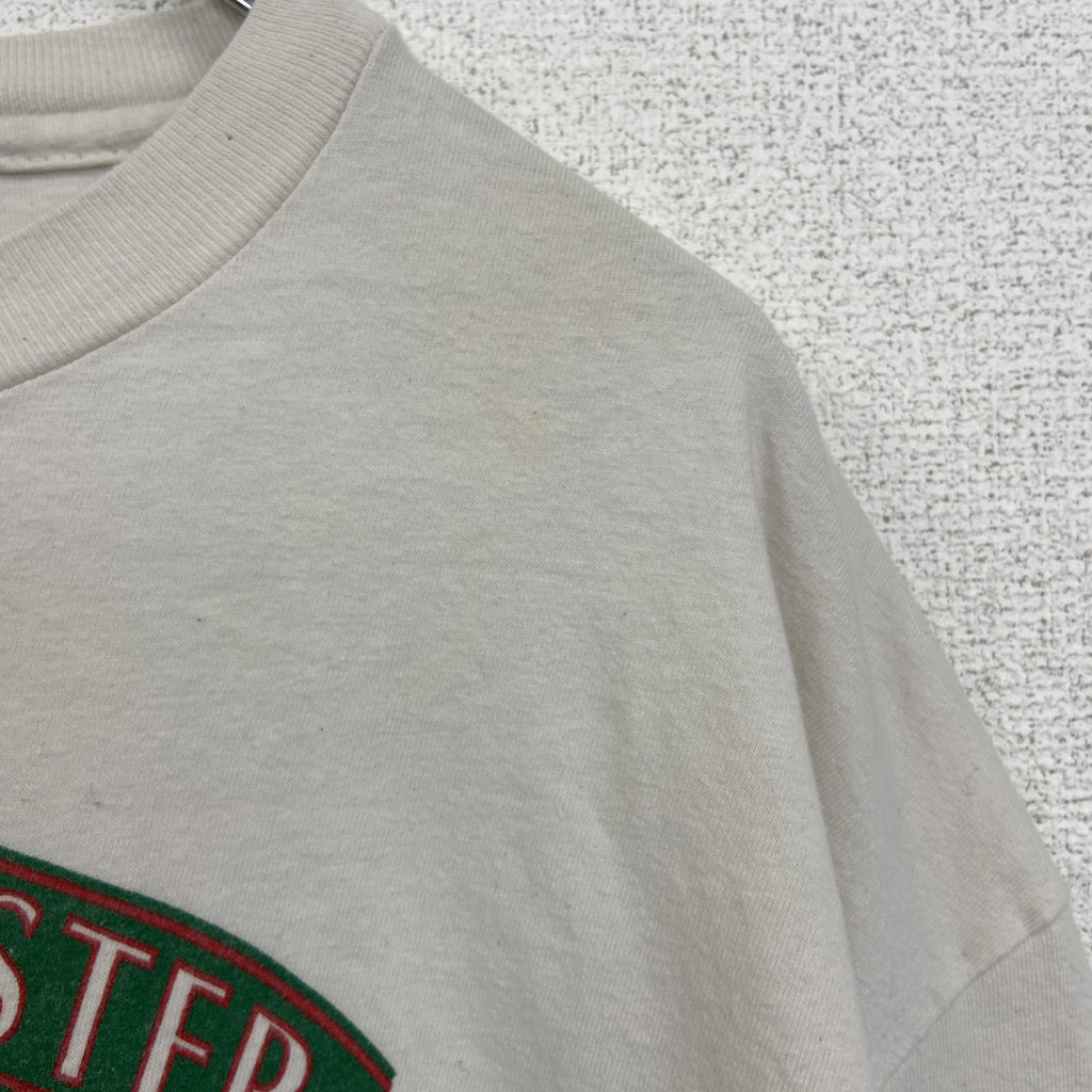 古着 used　Hanes　ヘインズ　半袖プリントTシャツ　カジュアル　シングルステッチ　90s　クルーネック　ベージュ　Lサイズ