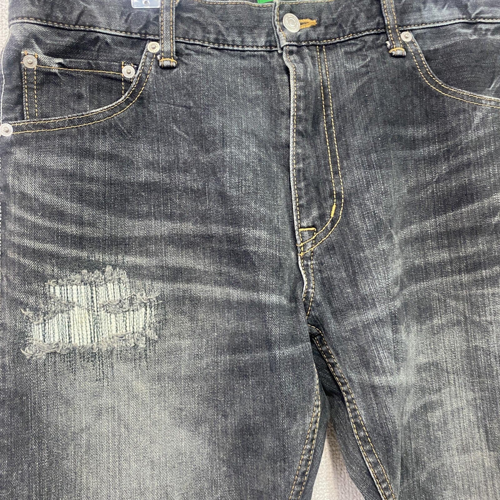 SWAGGER　スワッガー　ブラックデニムパンツ/ダメージジーンズ　ハチの巣　縦落ち　鬼ヒゲ　ジップフライ　黒　ブラック　32サイズ