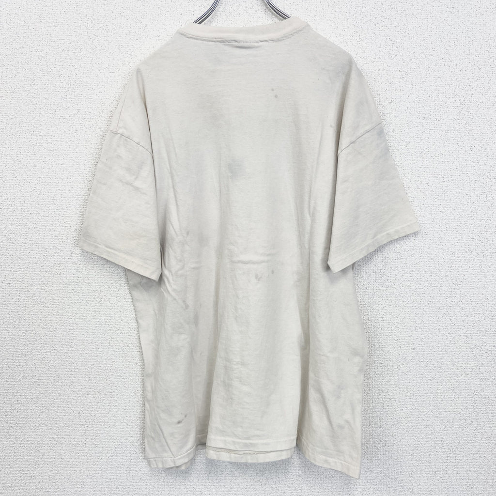 古着 used　Hanes　ヘインズ　半袖プリントTシャツ　カジュアル　シングルステッチ　90s　クルーネック　ベージュ　Lサイズ