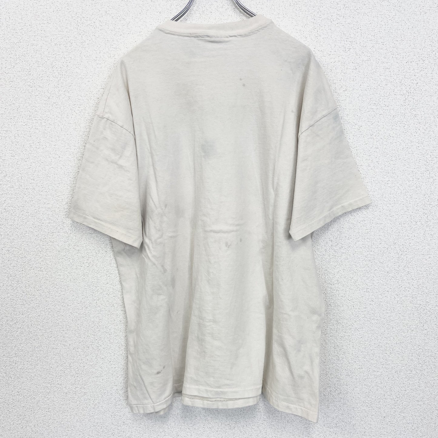 古着 used　Hanes　ヘインズ　半袖プリントTシャツ　カジュアル　シングルステッチ　90s　クルーネック　ベージュ　Lサイズ