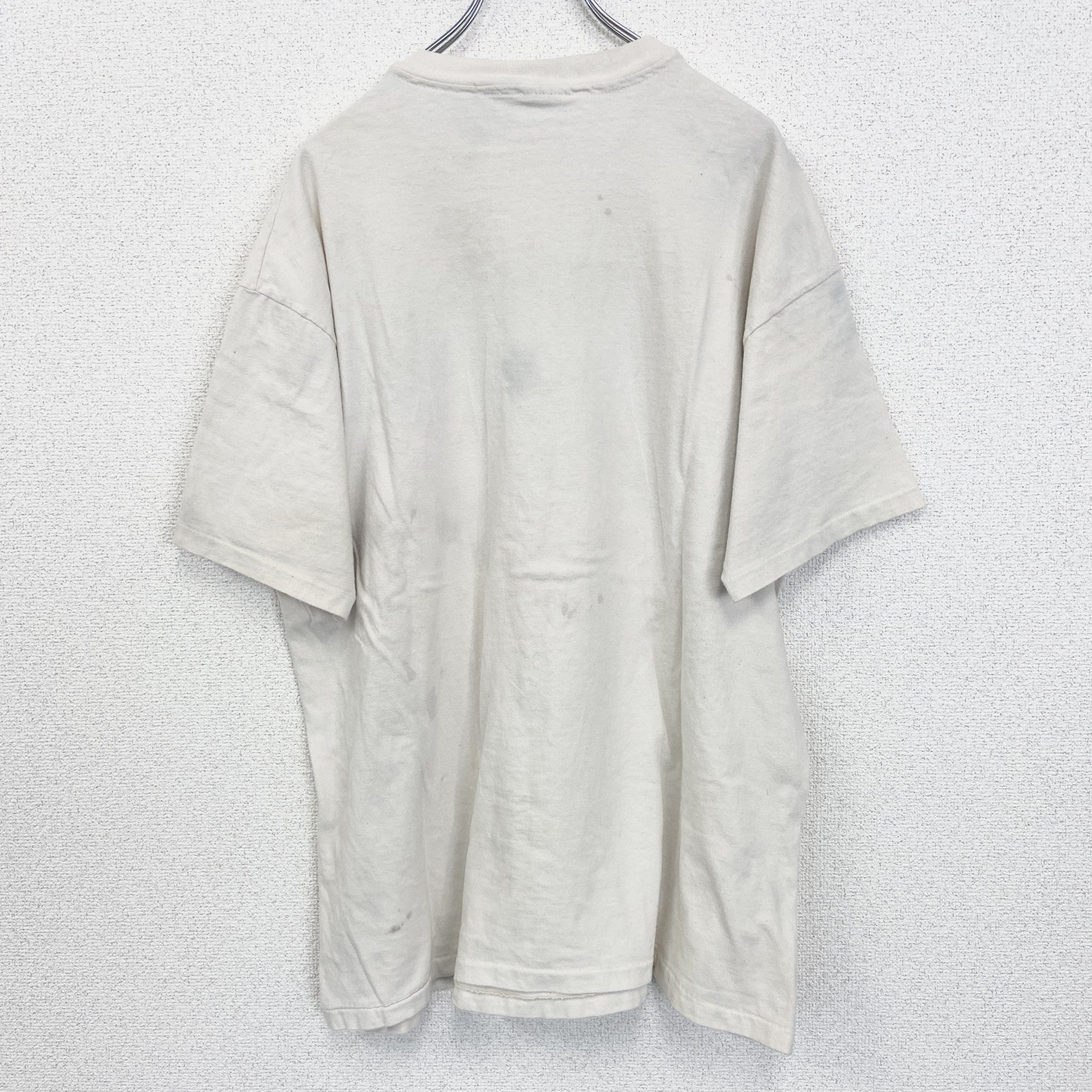 古着 used　Hanes　ヘインズ　半袖プリントTシャツ　カジュアル　シングルステッチ　90s　クルーネック　ベージュ　Lサイズ