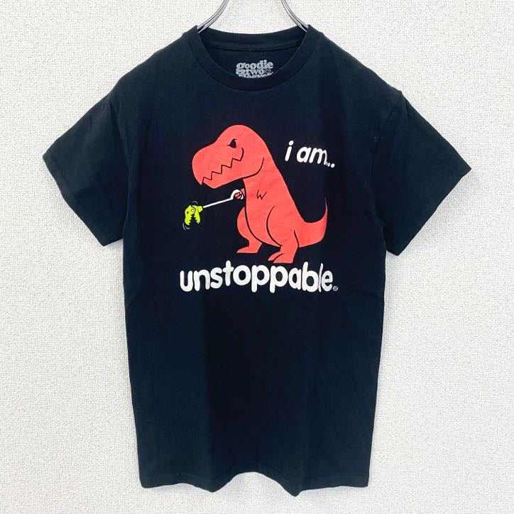 古着 used　goodie two sleeves　半袖プリントデザインTシャツ　恐竜　黒　ブラック　春夏服　Sサイズ
