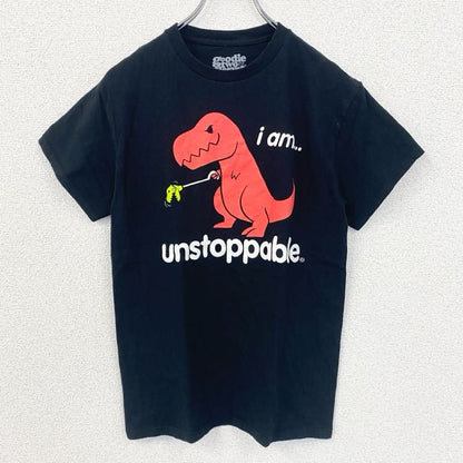 古着 used　goodie two sleeves　半袖プリントデザインTシャツ　恐竜　黒　ブラック　春夏服　Sサイズ