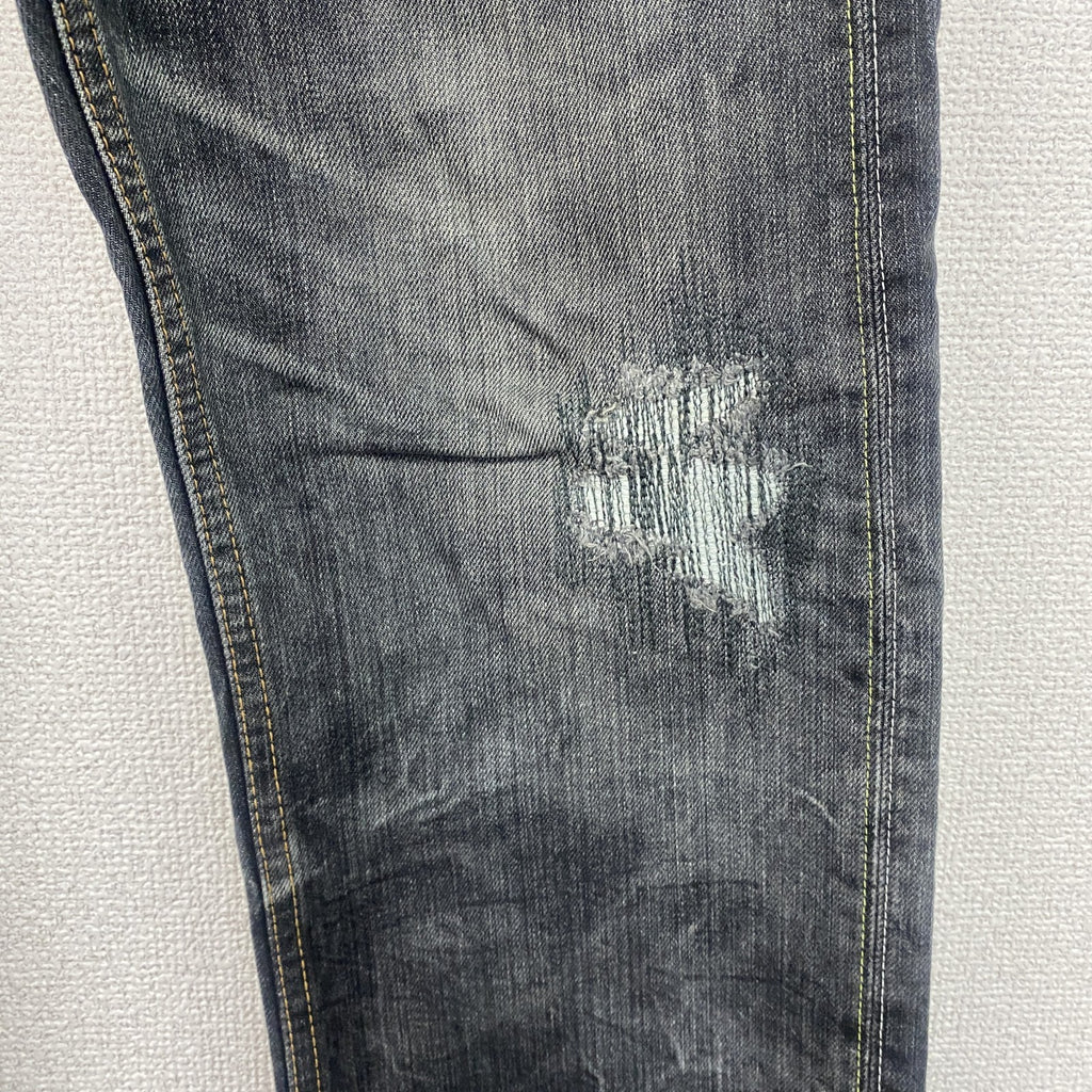 SWAGGER　スワッガー　ブラックデニムパンツ/ダメージジーンズ　ハチの巣　縦落ち　鬼ヒゲ　ジップフライ　黒　ブラック　32サイズ