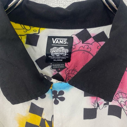 古着 used　VANS　半袖プリント柄シャツ　アニメ　カートゥーン　スポンジボブ　総柄　胸ポケット　レトロデザイン　XLサイズ