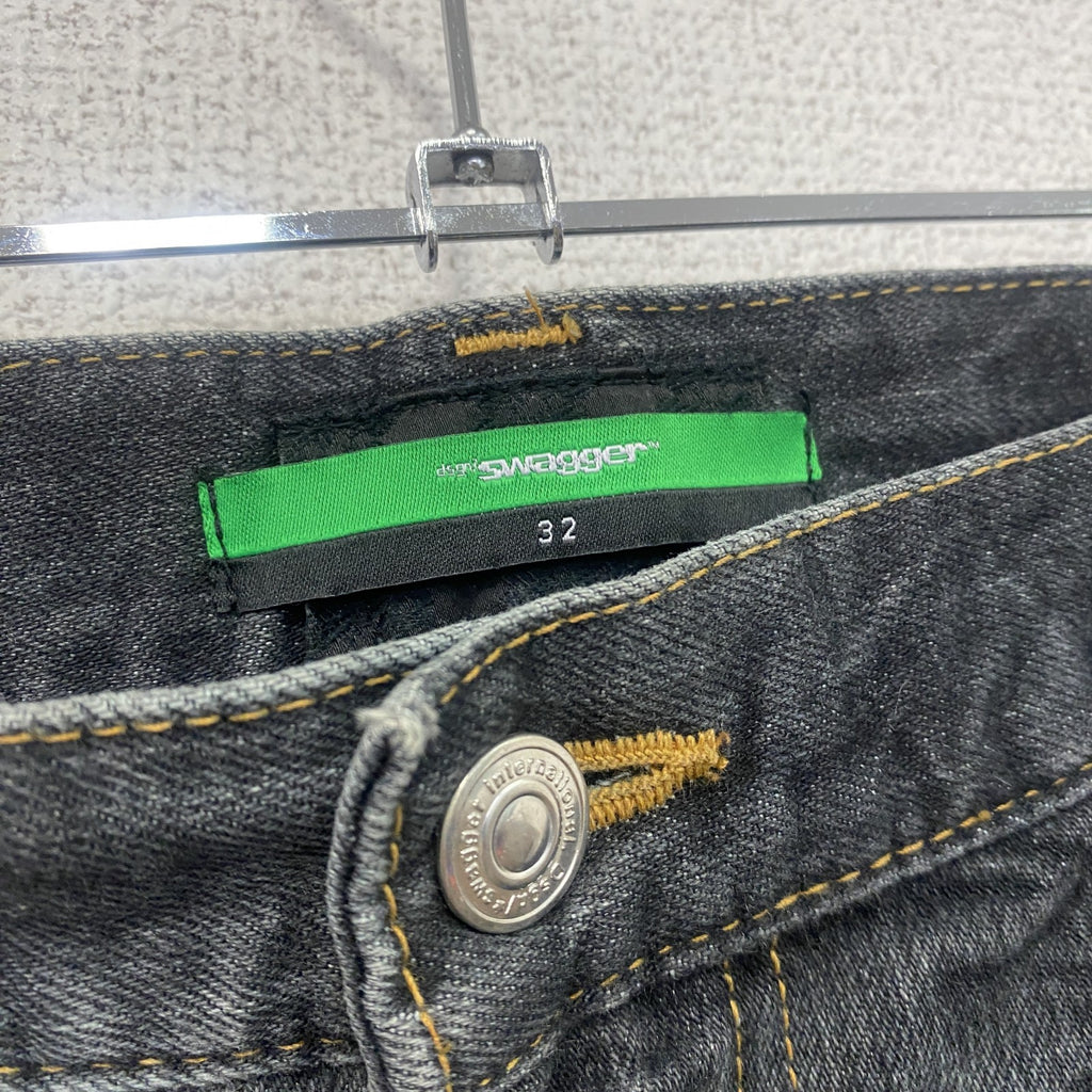 SWAGGER　スワッガー　ブラックデニムパンツ/ダメージジーンズ　ハチの巣　縦落ち　鬼ヒゲ　ジップフライ　黒　ブラック　32サイズ