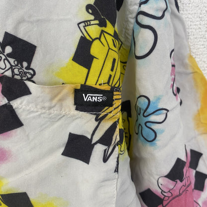 古着 used　VANS　半袖プリント柄シャツ　アニメ　カートゥーン　スポンジボブ　総柄　胸ポケット　レトロデザイン　XLサイズ