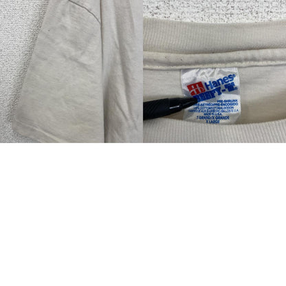 古着 used　Hanes　ヘインズ　半袖プリントTシャツ　カジュアル　シングルステッチ　90s　クルーネック　ベージュ　Lサイズ